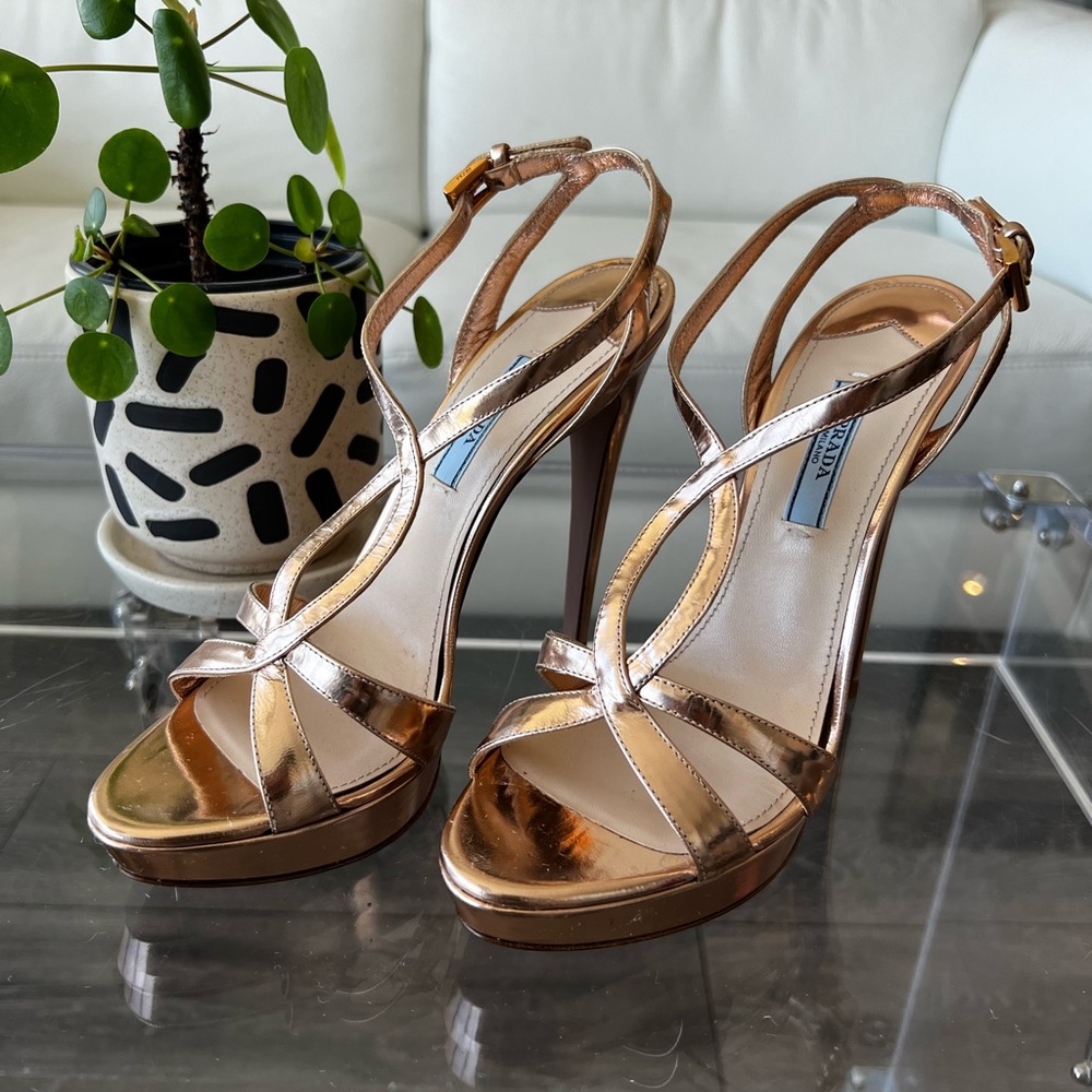 PRADA | BRAND NEW ROSE GOLD SANDAL HIGH HEELS